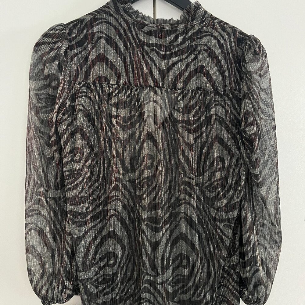 Ba&Sh Sheer Zebra Pattern Blouse - Black And Brown - image 5